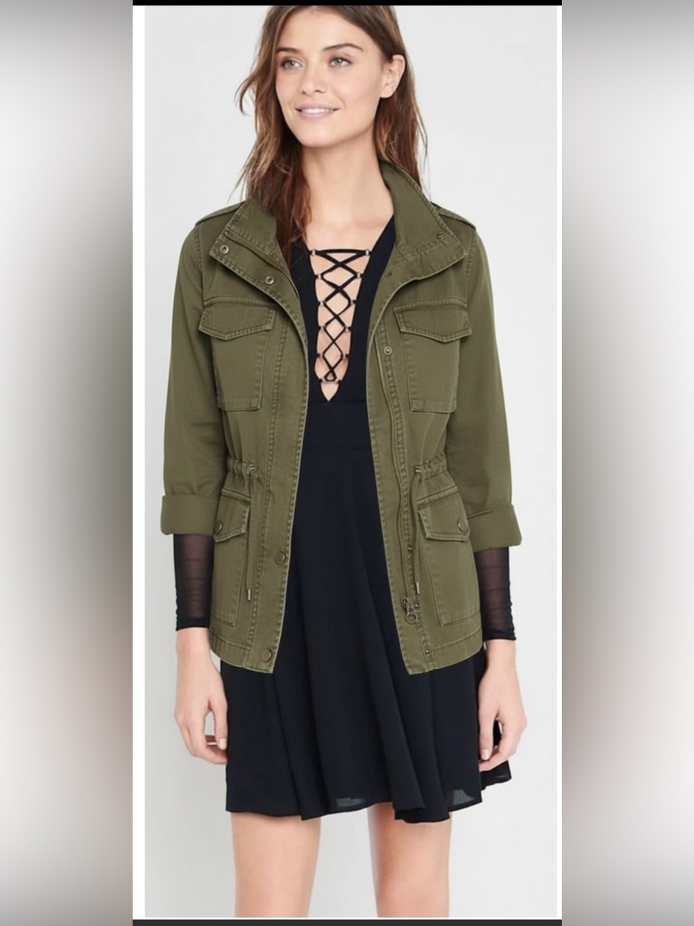 Madewell Olive Utility Jacket with Drawcord Waist